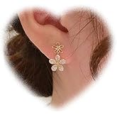 Crymystal Bohemian Crystal Flower Earrings Hollow Flower Earrings Gold Flower Stud Earrings Vintage Plant Earrings Jewelry for Women Gifts