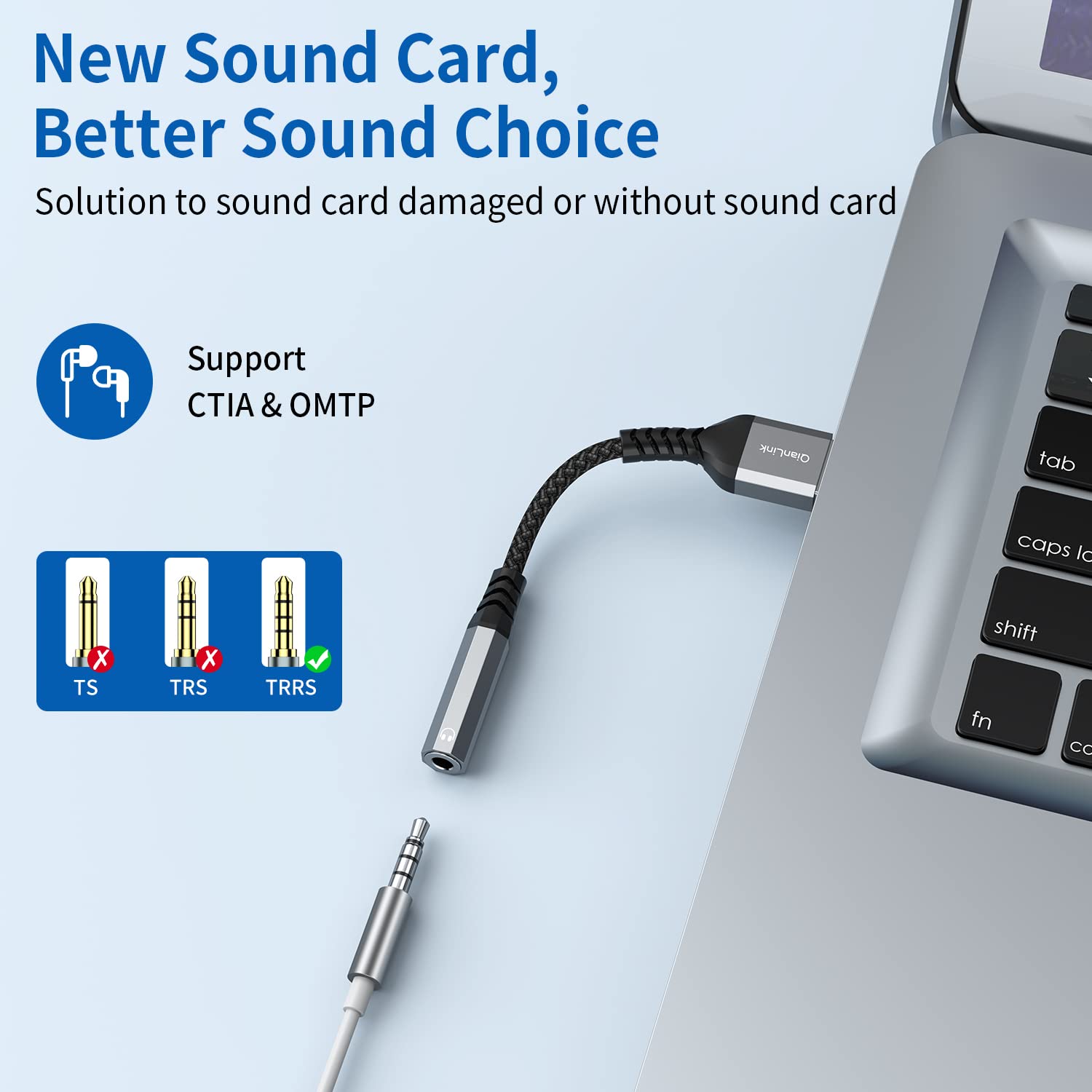 USB to 3.5mm Jack Audio Adapter (2-Pack), USB to Audio Jack Adapter Headset, USB-A to 3.5mm TRRS 4-Pole Mic Female, External Stereo Sound Card for Headphone, Mac, PS4, PS5, PC, Laptop, Desktops