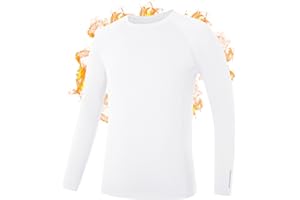 RIKUAOU Youth Boys Thermal Compression Shirts, Fleece Lined Long Sleeve Undershirt, Athletic Base Layer Top Soccer Football
