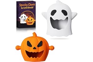 LITTLELAMB Halloween Baby Teething Mitten Toys 2Pack, Silicone Pumpkin & Ghost Teethers for Newborns, Infants & Toddlers, Easy-Grip Hand Teething Gloves for Relief, Perfect Baby’s First Halloween Basket Stuffers