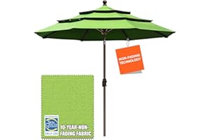 EliteShade USA 10-Year-Non-Fading 9Ft 3 Tiers Market Umbrella Patio Umbrella Outdoor Table Umbrella with Ventilation, Macaw Green