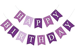 Eaezerav Purple Happy Birthday Banner Signs Happy Birthday Bunting Banner, Birthday Party Garland Decorations for Women Girls, Nursery Hanging Decoration Wall Decors for Birthday Party Supplies