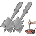 2 Pcs Meat Chopper, Hamburger Grinder, Premium Heat Resistant Smasher for Ground Beef, Burger Grinder Nylon Potato Mix Tool-Black-Grey