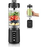 Portable Blender Shakes and Smoothies, 22 Oz Personal Juicer Travel Cup | Electric Protein Shaker Bottle with Carry Handle, USB-C Rechargeable, Mini Small Detachable Blender for Kitchen Gym Travel