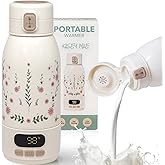 Kasey Mae Portable Bottle Warmer for Travel, Fast-Heating Water and Milk Warmer for Baby, USB Rechargeable with Long-Lasting Battery for Car, Airplane, Outdoor, and Overnight Use, 17oz Capacity