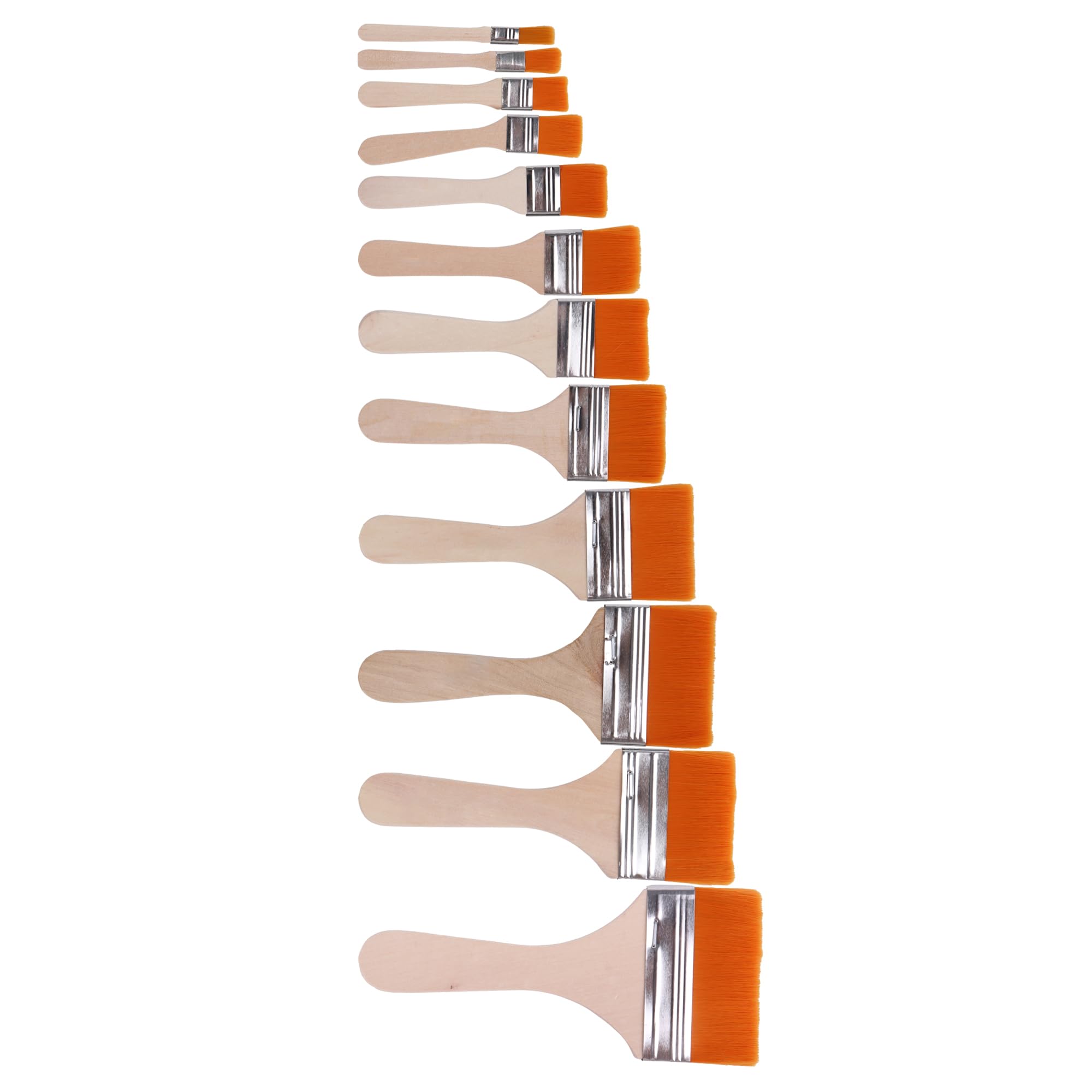 12pcs Oil Painting Board Brush Wooden Handle Nylon Brush Yellow for Gouache Watercolor