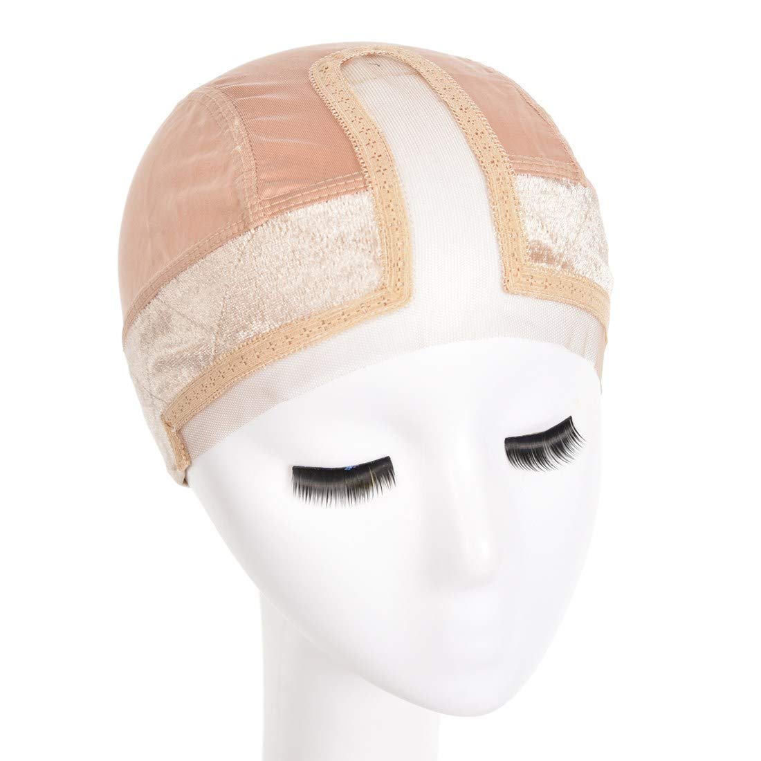 King Love Star Lace Wig Grip Cap with Silk Cap, Velvet Comfort Adjustable Wig Grip Band, All in One, Seamless Transition, Beige, Size: Adjustable (18-24 inches)