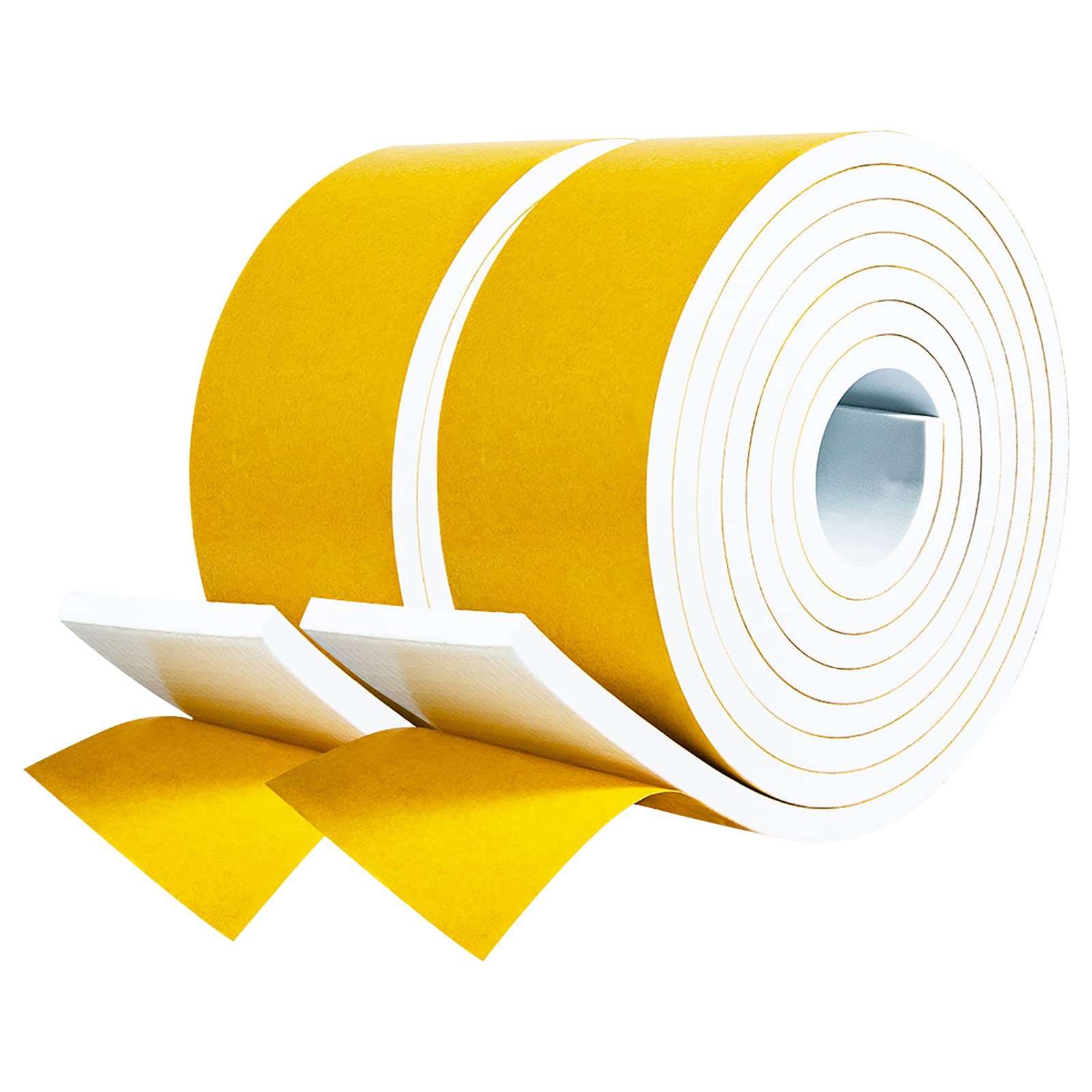 fowong Self Adhesive Weatherstripping 50mm Wide X 6mm Thick X 4m Long White Colour Closed Cell Foam Tape Home Window Door Draught Excluder.