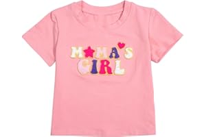 PNORATM Mamas Girl Shirts Toddler Embroideried Graphic T Shirt Girls Cute Mothers Day Summer Short Sleeve Tops