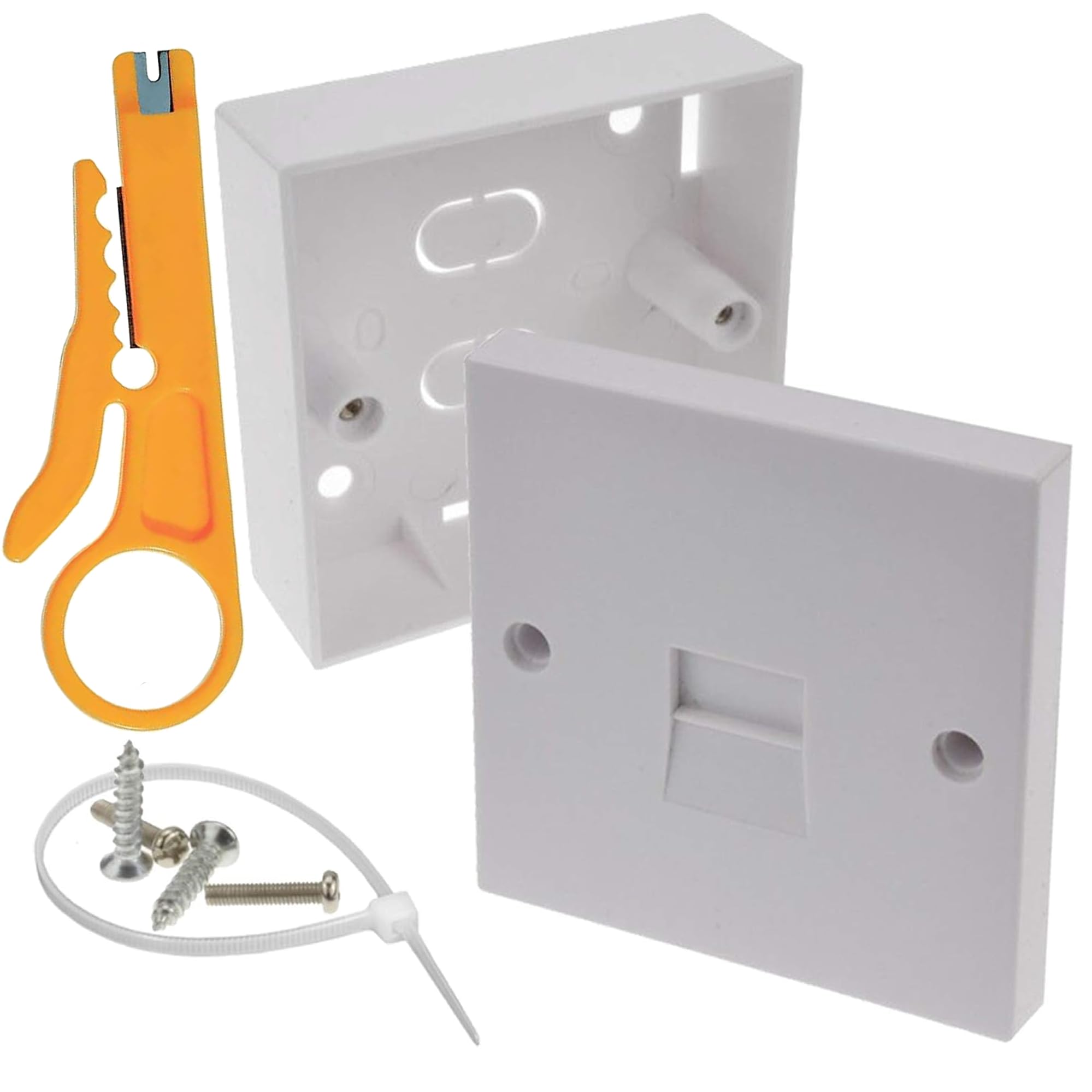 1STec 2/3a Surface Mount Telephone Extension Socket + Backbox + IDC Tool Line Jack for Creating Extra Phone Point Connections (2/3a + Back Box)