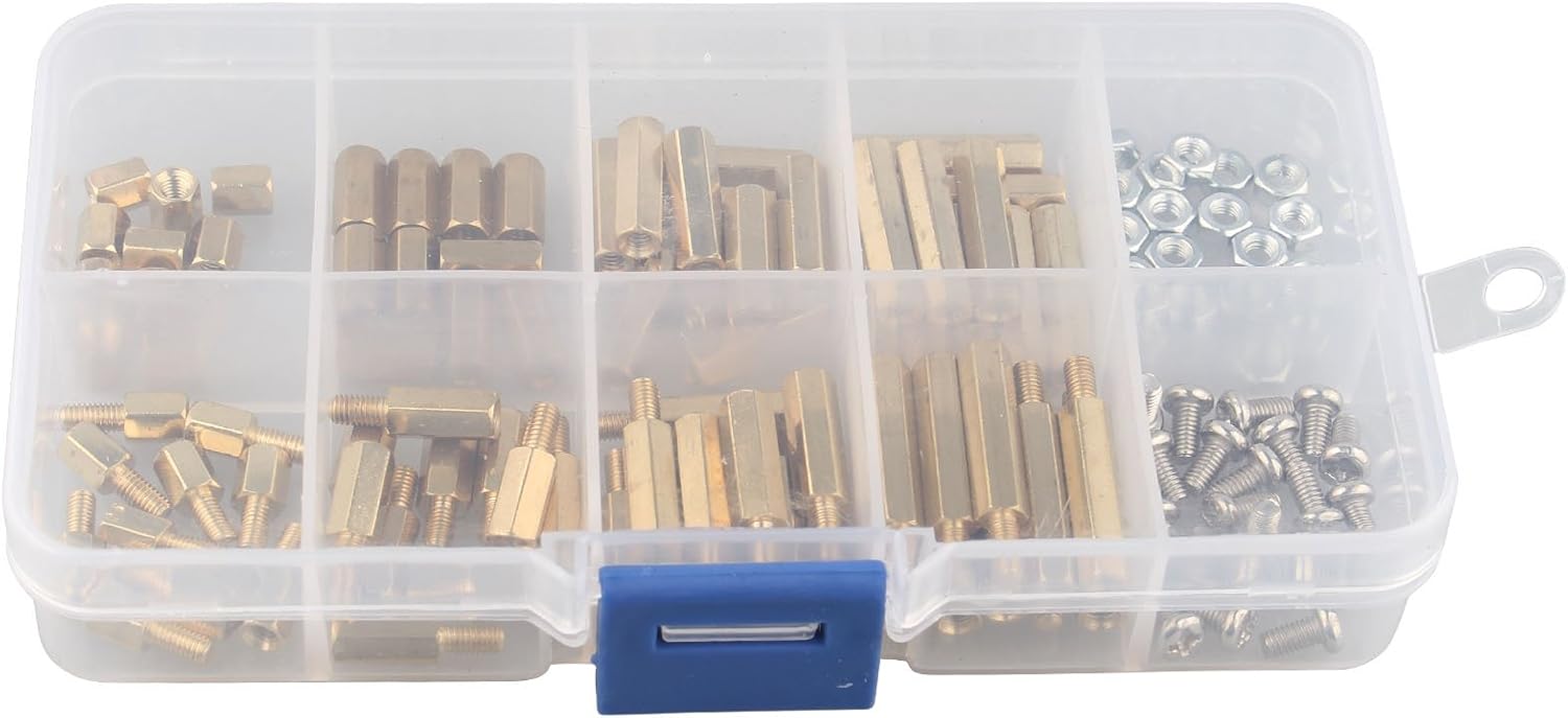HALJIA 120 PCS M3 Male-Female Brass Spacer Standoff Screw Nut Assortment Kit - Image 5