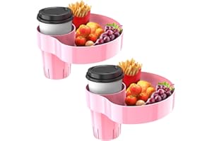 AISHAIDO [2 Packs] Kids Car Seat Tray, Travel Tray with Cup Holder for Toddler, Kids Car Seat Food Snack Tray for Road Trip, Stroller snack tray travel must haves - Pink Color