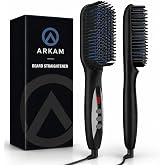 Arkam Beard Straightener for Men -Premium Heated Beard Brush Kit w/Anti-Scald Feature, Dual Action Hair Comb for Medium to Long Beards - Costume and Grooming Gifts for Men