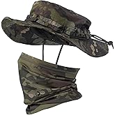 CAMOTER Camo Boonie Sun Hat with Face Mask UV Protection Fishing Hat Bucket Hat for Hunting Hiking Military Tactical Safari
