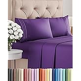 Queen Size 4 Piece Sheet Set - Comfy Breathable & Cooling Bed Sheets Set - Hotel Luxury Bedding for Women, Men, Kids, Teens, Boys & Girls - Deep Pockets, Ultra-Soft, Wrinkle Free - Oeko-Tex - Purple