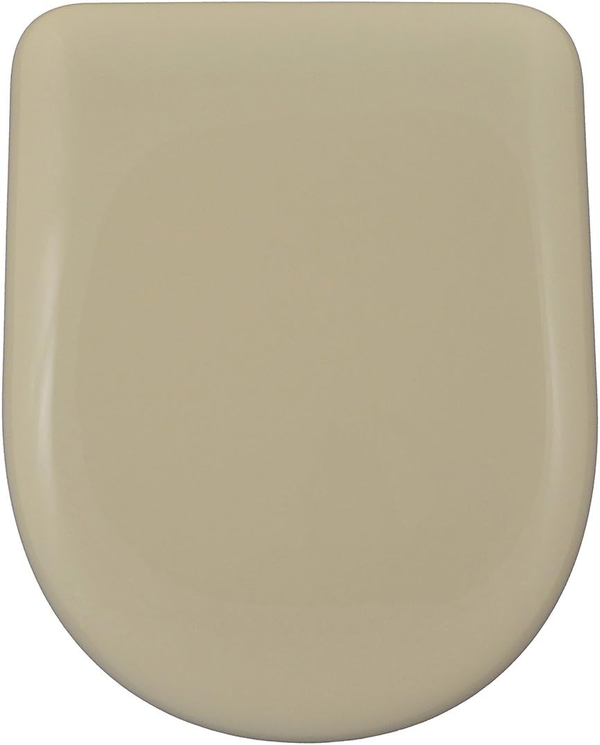 WC Toilet SEAT Compatible | D-U Shape | Round Front | Adjustable & Removable INOX Hinge | Easy Clean & Easy to Install | Very Resistant | 43 x 36 x 5 cm | 16,9 x 14,2 x 2 in (Beige)