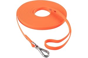 AUMAILI Dog Training Long Leash Waterproof Long Line Heavy Duty Outdoor Recall Lead 10ft 15ft 20ft 30ft 50ft for Small Medium Large Dog (Orange, 50FT)