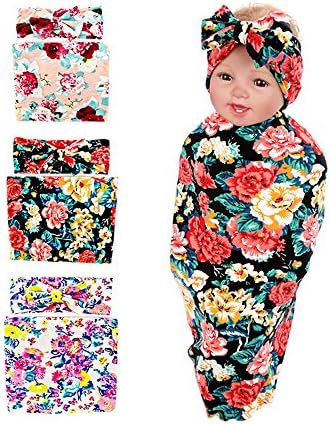 SHELLBOBO 3PCS/LOT Baby Blanket &amp; Headband Set Newborn Swaddle Cocoon (black)