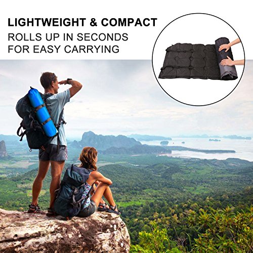 OUTCAMER Camping Pad with Attached Pillow, Self Inflating Sleeping Pad, Lightweight Inflatable Foam Padding Sleeping Mat for Camping Backpacking Hiking