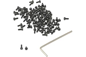 iexcell 100 Pcs M2 x 5mm Thread Pitch 0.4 mm Alloy Steel 12.9 Grade Hex Socket Head Cap Screws Bolts Kit, Black Oxide Finish