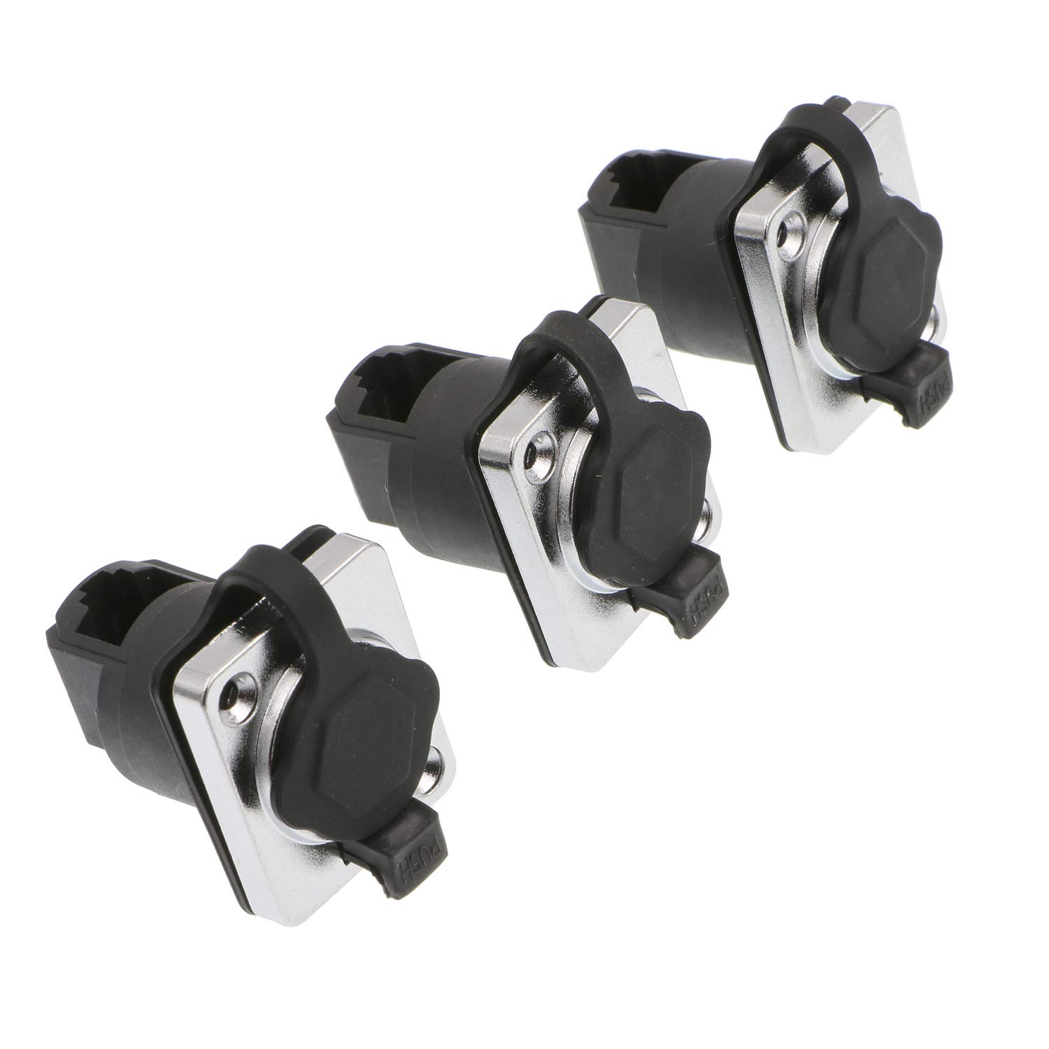 Alvin's Cables RJ45 Interface Waterproof Sockets Connector IP65 Ethernet Panel Mount Right Angle RJ45 Connector 90 Degrees 3Pcs