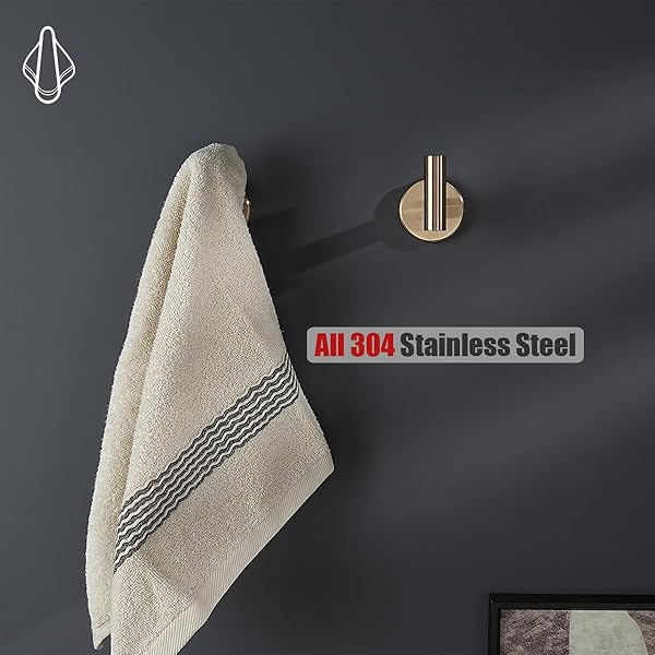 JQK BATHROOM HARDWARE SET, 5-PIECE BATH ACCESSORIES SET CHAMPAGNE BRONZE WALL MOUNT INCLUDES 24 IN TOWEL BAR, 9 IN HT BAR, TP HOLDER, TOWEL HOOK X 2, BAS105-CB
