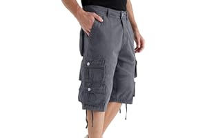 YGREYG Mens Cargo Shorts Long Capri Below The Knee Shorts 3/4 Relaxed Fit Long Shorts with Pockets