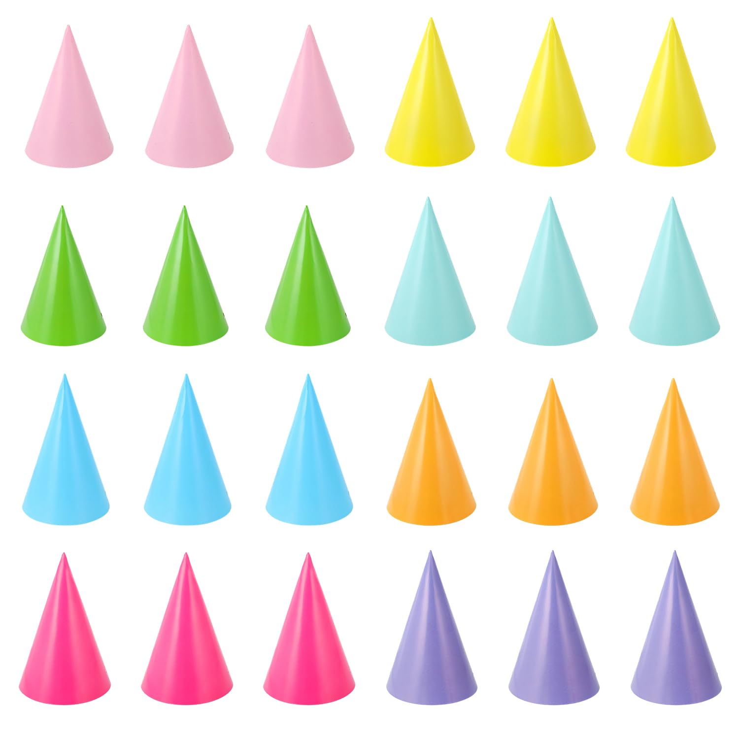 Eclovane 24 Pcs Kids Party Hats – Colorful Birthday Cone with Elastic String, Fun Paper Party Hats for Children, Boys Girls Birthday Party Supplies, Adjustable for Kids Celebrations