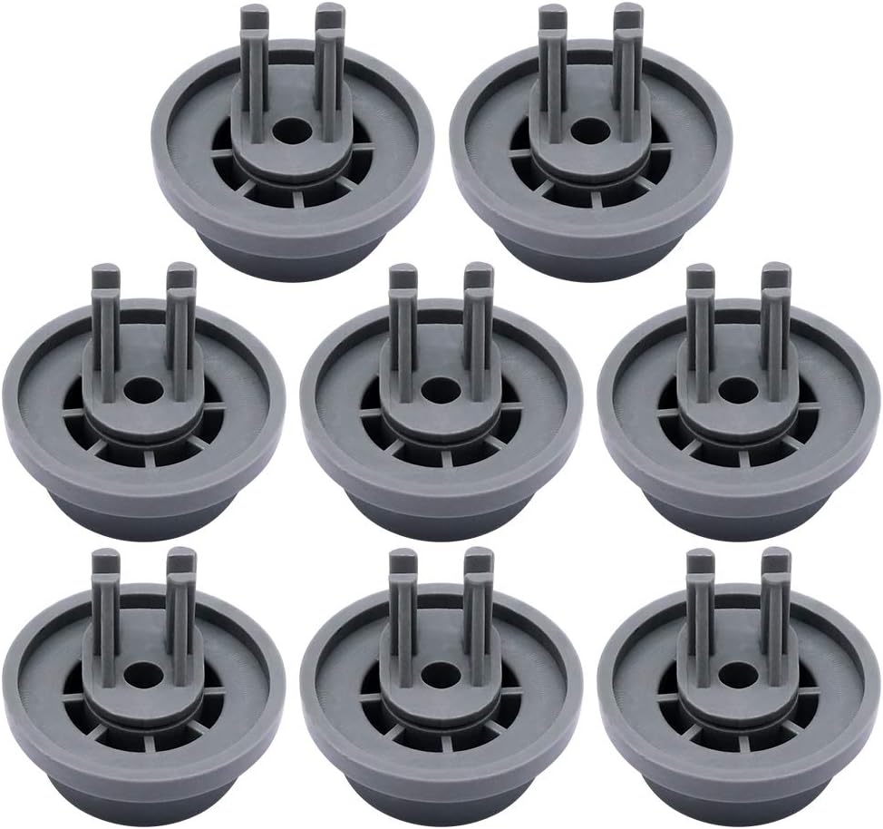 Primeswift Lower Dishrack Roller and Mounting Clip DD66-00023A (8 PK),Replacement Basket Roller for Samsung Dishwasher Models 2002711,PS4222532
