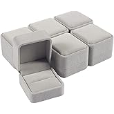 Juvale Velvet Ring Box Set of 6 - Grey, 2.5 x 1.7 x 2 in - Individual Ring Holders & Jewelry Storage Cases