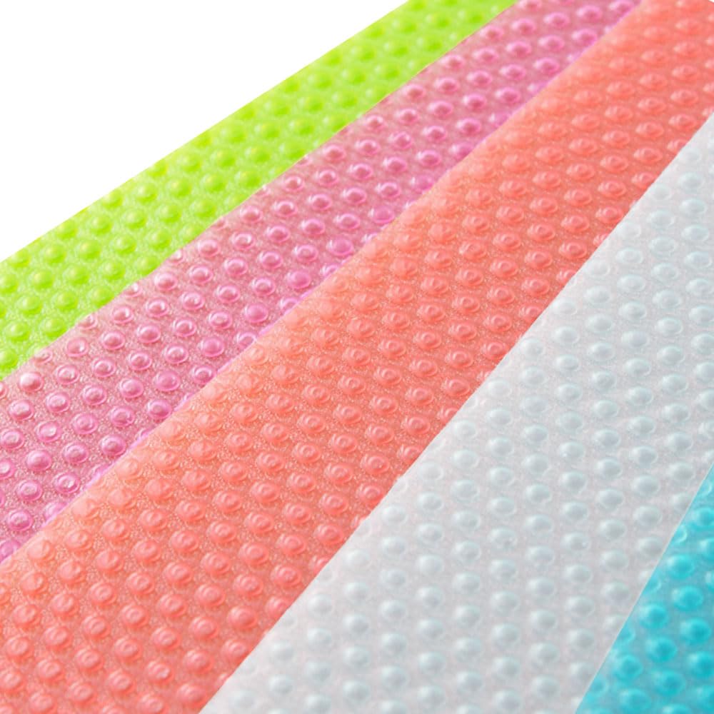 LATRAT 10 Fridge Mats, Colourful Moisture, Can Be Cut to Size, Silicone Fridge Pads, Place Mats for Family, 45 x 29 cm, Transparent 10