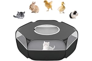 Roobuck Small Animal Playpen – Waterproof Chicken Brooder Box with Zippered Cover – Foldable Indoor Outdoor Small Pet Cage Te