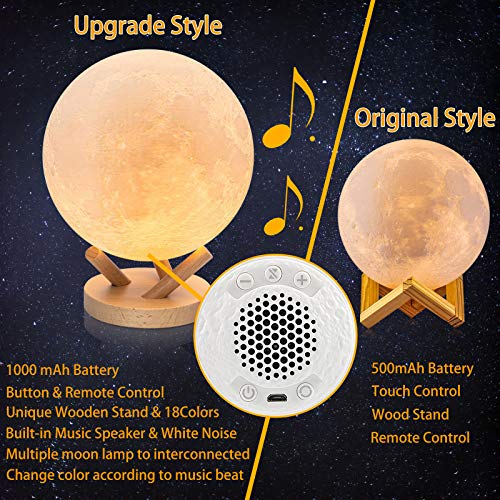 Moon Lamp, Builtin Music Speaker/White Noise Night Light, HOTEKME Kids