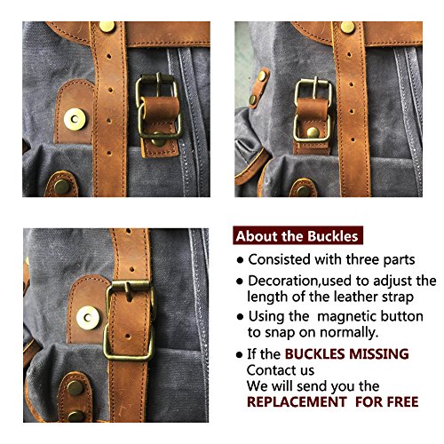 Kemy's Mens Waxed Canvas Backpack Leather Rucksack for Men Wax Leather Backpacks Travel Vintage Bookbag with Laptop Compartment Rustic Large Waterproof Coffee Easter Gifts