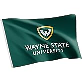 Desert Cactus Wayne State University WSU Flag - 3 x 5 Feet Warriors Banner, Indoor/Outdoor Durable Fabric, 100% Polyester Design (Style 1)