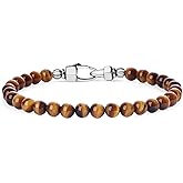 COAI Beaded Bracelet for Men, Black Tourmaline Malachite Tiger Eye Gemstone Bracelet for Men