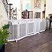 WELLAND Freestanding Wood Pet Gate with Walk Through Door White, 88-Inch Width, 32-Inch Height (Set of Support Feet Included)