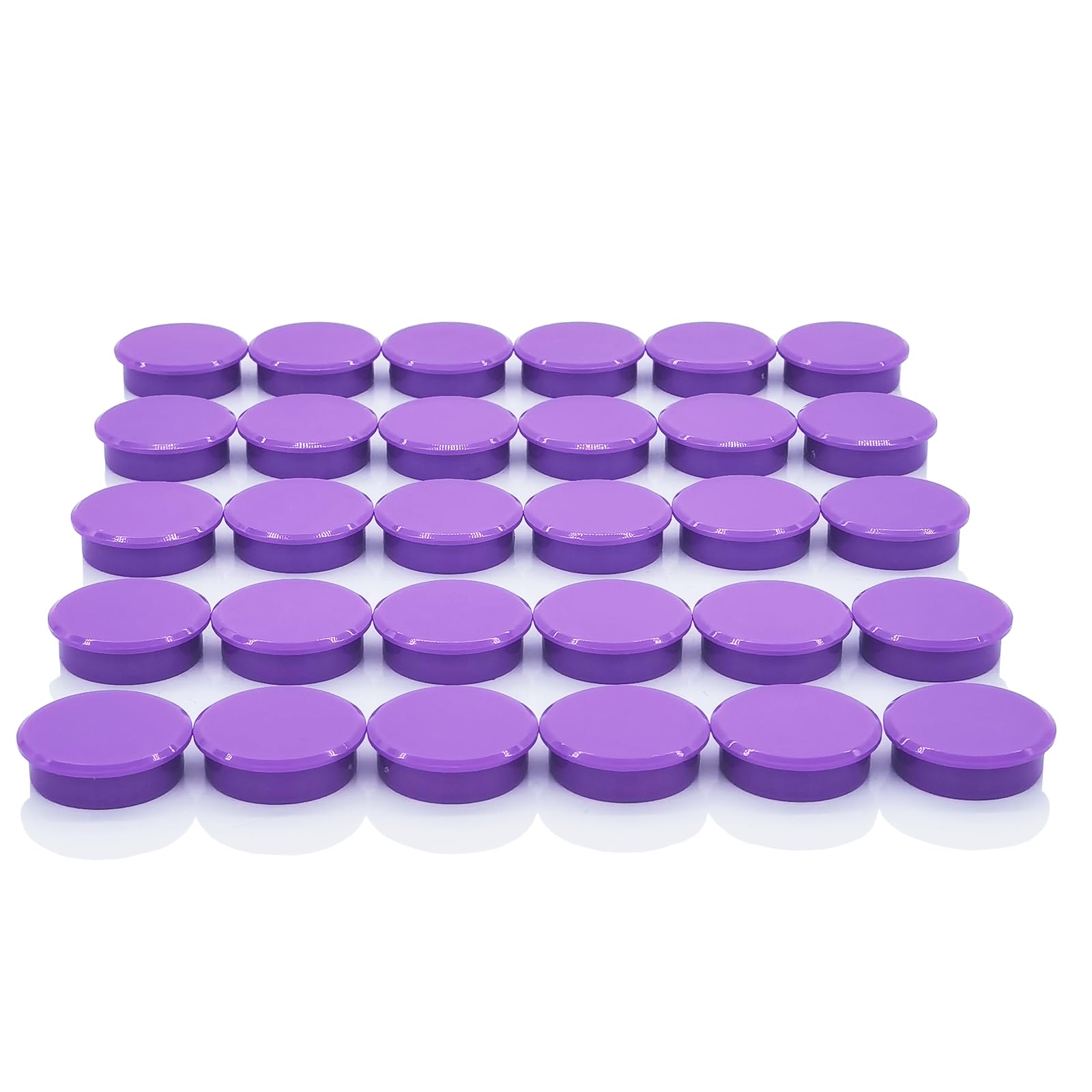 PYJLBX Small Round Fridge Magnets - 30 Pack Purple Strong Mini Round Craft Magnets for Whiteboards, Notice Boards, Office Organisation, School & Classroom Supplies, Cute Decorative Magnets for Adult