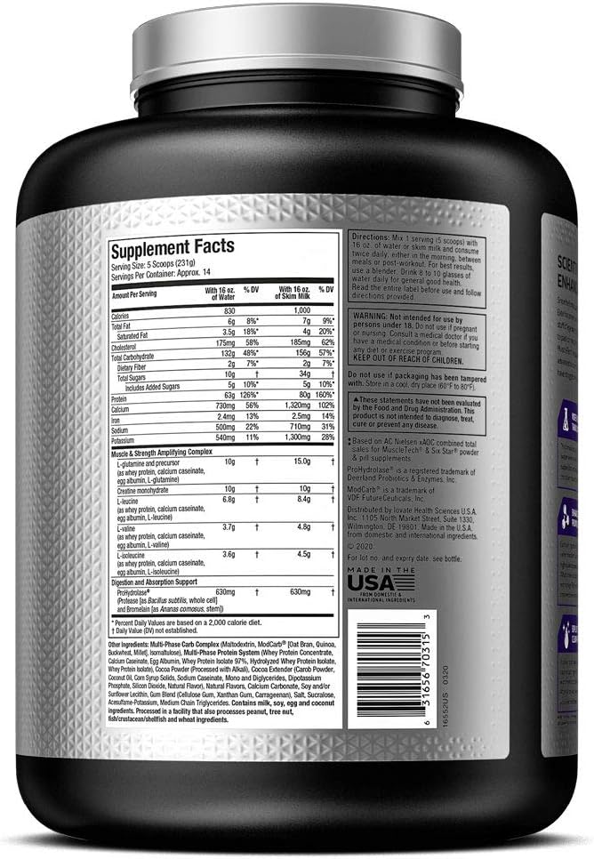 Mass Gainer Whey Protein Powder + Creatine | MuscleTech Mass-Tech Elite | Muscle Builder Whey Protein Powder | Max-Protein Weight Gainer for Men & Women | Chocolate, 7 lbs (packaging may vary): Health & Personal Care