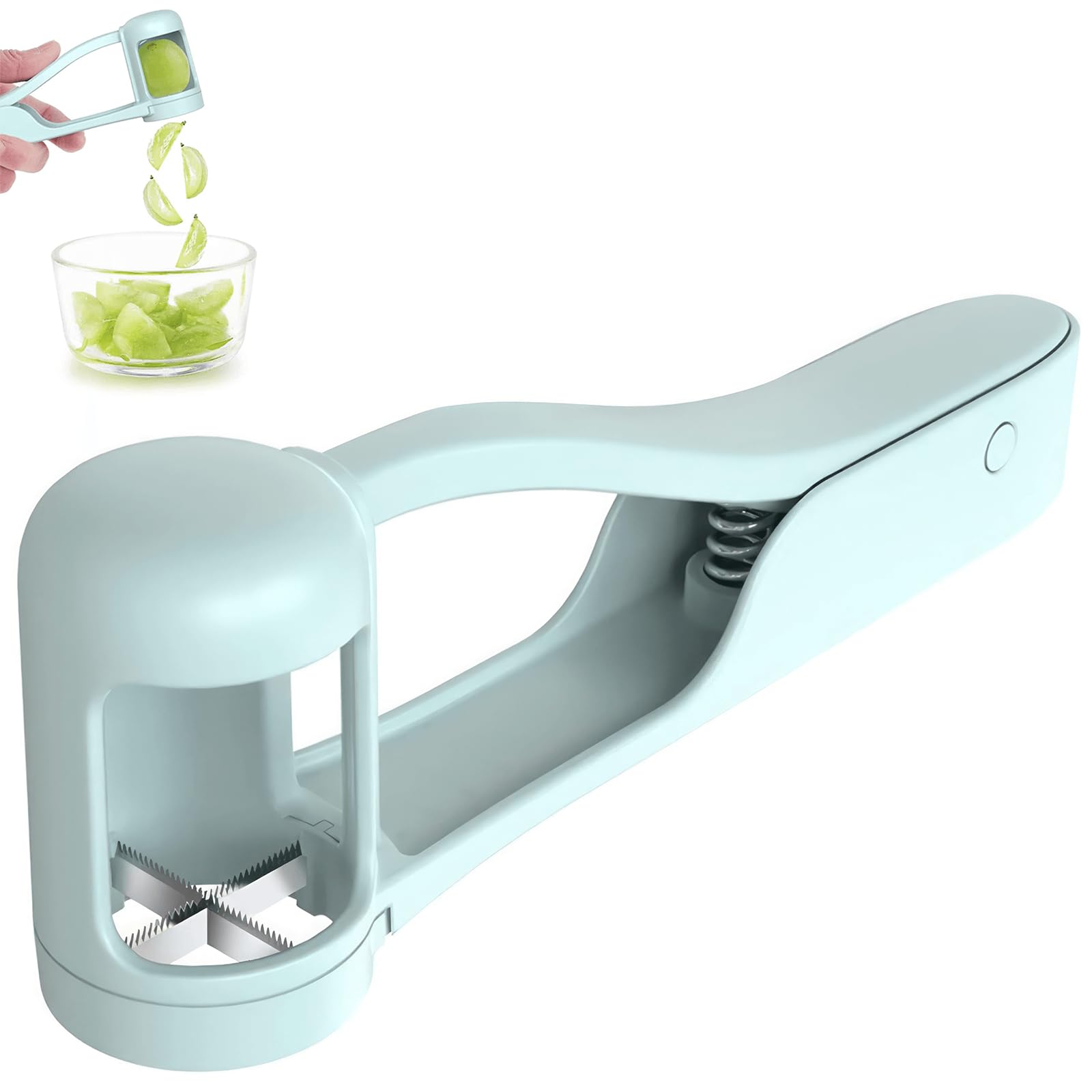 EASONGEE Grape Cutter for Toddlers, Stainless Steel Grape Slicer, Strawberry Cutter Slicer Cherry Tomato Slicer Blueberry Slicer, Quarter Small Fruit Slicer for Fruit Salad, Kitchen Gadget