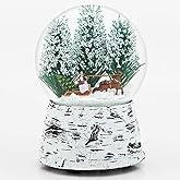 Roman Horse Sleigh Snow 5.5 Inch Resin Musical Glitterdome Water Globe Plays Over The River