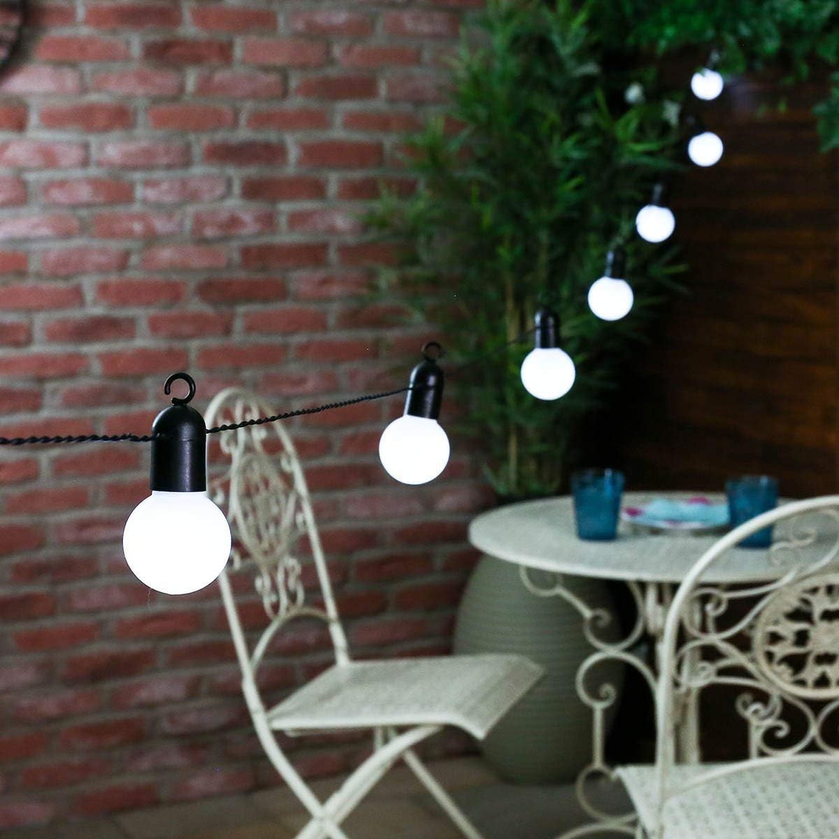 Festoon Bulb String Light, 20LED 19.7ft Globe Light Bulb Fairy Lights Battery Powered Bulb Outdoor Indoor Lights (White)