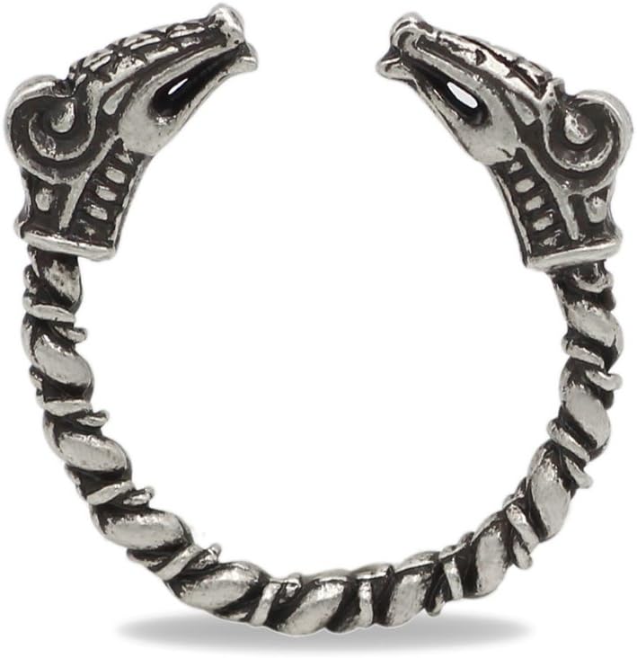 TTKP Norse Amulet Sekira Men Viking Nordic Talisman Dragon Ring Adjustable Mythology Jewelry