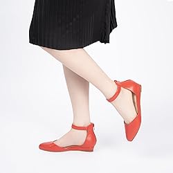 Cusolemore Red Flat Shoes for Women, Comfortable