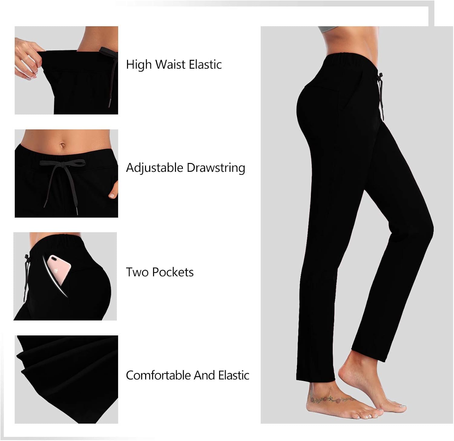 DAYOUNG Women Straight Leg Yoga Pants 