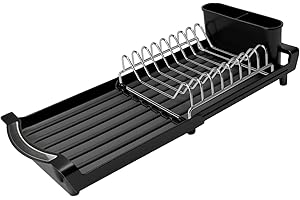 Compact Expandable Dish Drying Rack - A Space-Saving, Stainless Steel, Rust-Resistant Dish Drainer for Kitchen and Apartment 