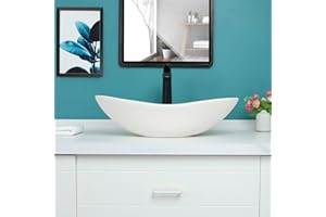 Davivy 24.8"×14.2" Large Creamy White Bathroom Vessel Sink with Pop Up Drain,Oval Vessel Sink,Bathroom Sinks Above Counter,Ceramic Vessel Sink for Bathrooms (Large)