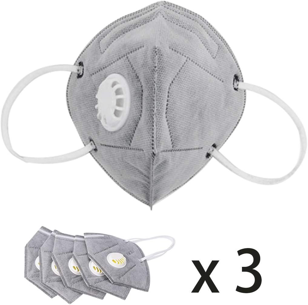 HUOYANS k n95 Mask Adult Folding Nonwoven Valved Dust Mask PM 2.5 Respirator Mouth Mask With Valve(3 pcs)