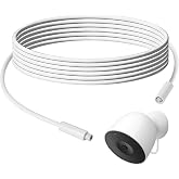 Wasserstein 18ft Cord Made for Google Nest Cam Outdoor Wired 2nd Gen 1-Pack | Extra-long weatherproof extension cable, extended reach for flexible placement, continuous power for non-stop surveillance