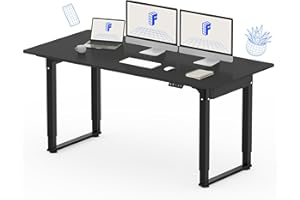 FLEXISPOT Dual Motors 4 Legs Standing Desk 63 x 30 Inch Adjustable Height Desk with Splice Board Home Office Computer Workstation Electric Sit Stand up Desk, Black Top + Black Frame